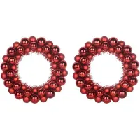 vidaXL Couronnes de Boules de Noël 2 pcs Rouge 33 x 33 x 7 cm