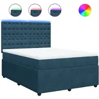 vidaXL Lit boxspring avec matelas bleu 140x190 cm velours