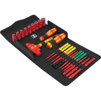 Wera 05006632001 25 Pièces Kraftform Kompakt VDE 24 Allround Set 1 Jeu De Lames Interchangeables Dans Un Étui - Avec Fonction Cliquet