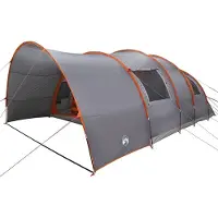 vidaXL Tente tunnel pour 8 personnes, gris et orange, dimensions : 710 x 460 x 245 cm