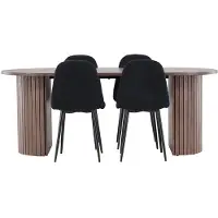 Ebuy24 Härön ensemble pour salle à manger table 90x200cm et 4 chaises teddy mocca.