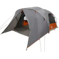 vidaXL Tente dôme pour 4 personnes, gris et orange, 455 x 252 x 178 cm