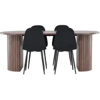 Ebuy24 Härön ensemble pour salle à manger table 90x200cm et 4 chaises velours mocca.