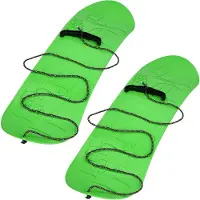 KOTARBAU 2 pcs. Snowboard Enfant PVC 68x20 cm Vert avec Corde Luge à Neige Traineau a Neige Luge Enfant Résistant Léger Snowboard Sans Fixation