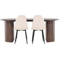 Ebuy24 Härön ensemble pour salle à manger table 90x200cm et 4 chaises velours mocca.
