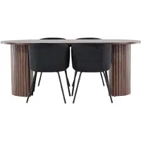 Ebuy24 Härön ensemble pour salle à manger table 90x200cm et 4 chaises velours avec accoudoirs mocca.