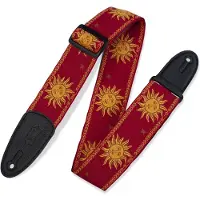 Levys Leathers Jacquard Weave W Leather Back & Ends 2 Sun Design Red