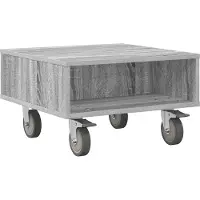 vidaXL Table d'appoint avec roues Gris Sonoma 50 x 50 x 30 cm