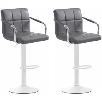 CLP - Ensemble de 2 tabourets Lucy V2, réglables en hauteur et pivotants | Couleur : gris, structure : blanc