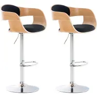 CLP Lot de 2 tabourets de bar Kingston en tissu, pivotants et réglables en hauteur, couleur naturel/noir