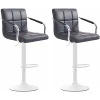 CLP - Ensemble de 2 tabourets Lucy V2, réglables en hauteur et pivotants | Couleur : noir, structure : blanc