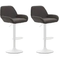 CLP Lot de 2 tabourets de bar Braga en tissu, pivotants et réglables en hauteur, structure gris foncé, couleur blanche