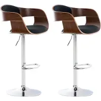 CLP Lot de 2 tabourets de bar Kingston en tissu, pivotants et réglables en hauteur, noyer/noir
