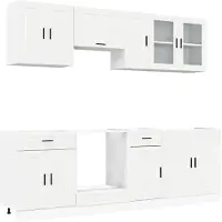 vidaXL Ensemble d'armoires de cuisine Kalmar 8 pièces blanc brillant Matériau dérivé du bois