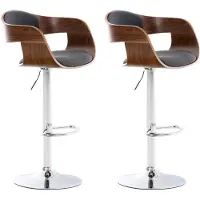 CLP - Ensemble de 2 tabourets de bar Kingston, revêtus de tissu, pivotants et réglables en hauteur | Couleur : noyer/gris foncé