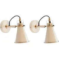 Beliani Lot de 2 appliques murales en métal beige Ajustables Chambre à coucher Salon Bureau Luminaires Design Industriel