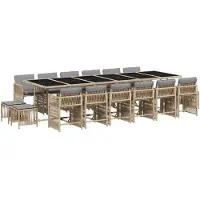 vidaXL Ensemble de jardin 17 pièces avec coussins Mélange beige Poly rotin