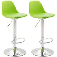 CLP Ensemble de 2 tabourets de bar Kiel, en plastique, réglables en hauteur et pivotants à 360 degrés. Couleur : vert. Structure : chromée