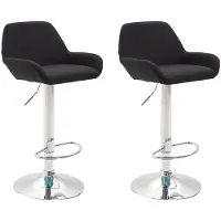 CLP Lot de 2 tabourets de bar Braga en tissu, pivotants et réglables en hauteur, structure noire, finition chromée