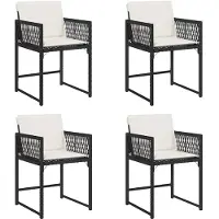 vidaXL Chaises de jardin avec coussins 4 pcs. noir poly rotin
