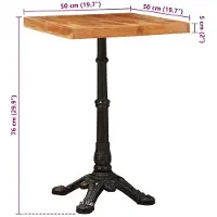 vidaXL Table de bistrot brune 50 x 50 x 76 cm en bois massif d'acacia