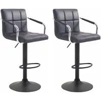 CLP Lot de 2 tabourets de bar Lucy V2, réglables en hauteur et pivotants, structure noire