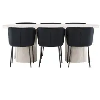 Ebuy24 Narvik ensemble pour salle à manger table 100x200cm et 6 chaises beige, noir.