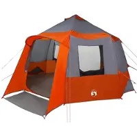 vidaXL Tente cabine 12 personnes Gris et orange 405 x 405 x 273 cm