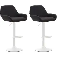 CLP Lot de 2 tabourets de bar Braga en tissu, pivotants et réglables en hauteur, structure noire, couleur blanche