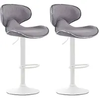 CLP - Ensemble de 2 tabourets de bar Las Vegas V2, revêtus de tissu avec repose-pieds | Couleur : gris clair, structure : blanc