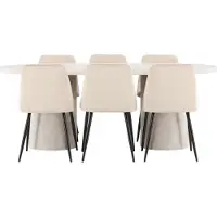 Ebuy24 Narvik ensemble pour salle à manger table 100x200cm et 6 chaises beige.