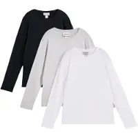 Bonprix Lot de 3 T-shirts manches longues coton
