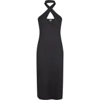 Urban Classics Robe mi-longue de - Robe Dos-Nu Croisé - XS - XL - pour Femme - noir - Taille L