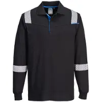 Portwest Polo à Manches Longues Résistant Aux Flammes Wx3 - Xxl - Noir -