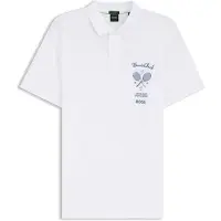 BOSS Polo en mesh de coton avec motif artistique brodé