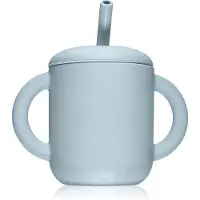 Mushie Training Cup with Straw tasse avec paille Powder-blue 1 pcs