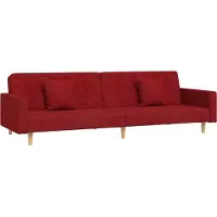 vidaXL Canapé-lit à 2 places avec deux oreillers rouge bordeaux tissu