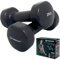 Schildkröt Fitness VINYL HANTEL Set, 2x 2,0kg (gris), en boîte de 4C,