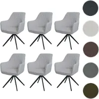 Mendler Lot de 6 chaises de salle à manger HWC-L79, chaise de cuisine, chaise avec accoudoirs, pivotante Auto-Position tissu/textile crème-beige