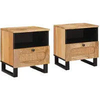 vidaXL Cabinet de chevet avec tiroir 2 pcs Naturel 40 x 33 x 46 cm