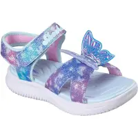 SKECHERS pour fille. 303109L Sandales Jumpsters Butterfly Brights bleu (31), Plat, Velcro, Casuel, mode enfantine