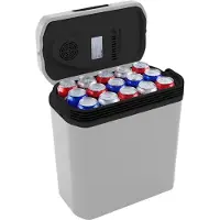 Auronic Coolbox électrique 12V et 230V - 20L - Réfrigérateur de camping - Voiture - Refroidissement et chauffage - Frigobox - Gris clair