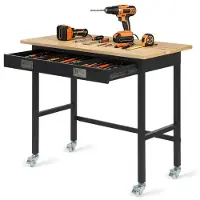 Vevor Établi Atelier sur Roulettes 122x61 cm Établi Garage Charge 680 kg Table de Travail pour Bricolage Garage Atelier Bureau