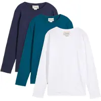 Bonprix Lot de 3 T-shirts manches longues coton
