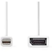 Nedis Câble Mini Displayport - DisplayPort 1.2 - Mini DisplayPort mâle - DisplayPort femelle - 21.6 Gbps - nickelé - 0.20 m - rond - PVC - blanc - boîte