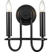 Kichler Applique murale Capitol Hill noire avec bougeoir, 2xE14x40W, métal, dimensions : 27x24,7x15,6 cm, IP20,