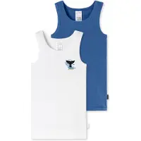 Schiesser Maillot de corps 'Fine Rib' bleu / blanc
