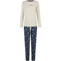 Happy Shorts Pyjama 'Christmas' beige / bleu foncé / vert / blanc cassé