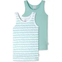 Schiesser Maillot de corps 'Fine Rib' turquoise / jade / blanc