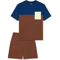Schiesser Pyjama ' Teens Nightwear ' bleu foncé / marron